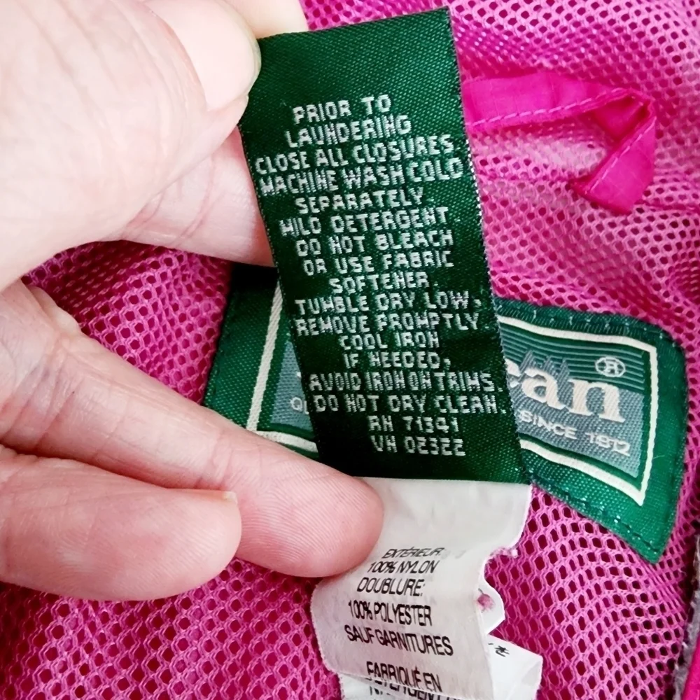 L.L. Bean Pink Hooded Windbreaker Lined Jacket Girl's Size 4 Casual Outdoors EUC